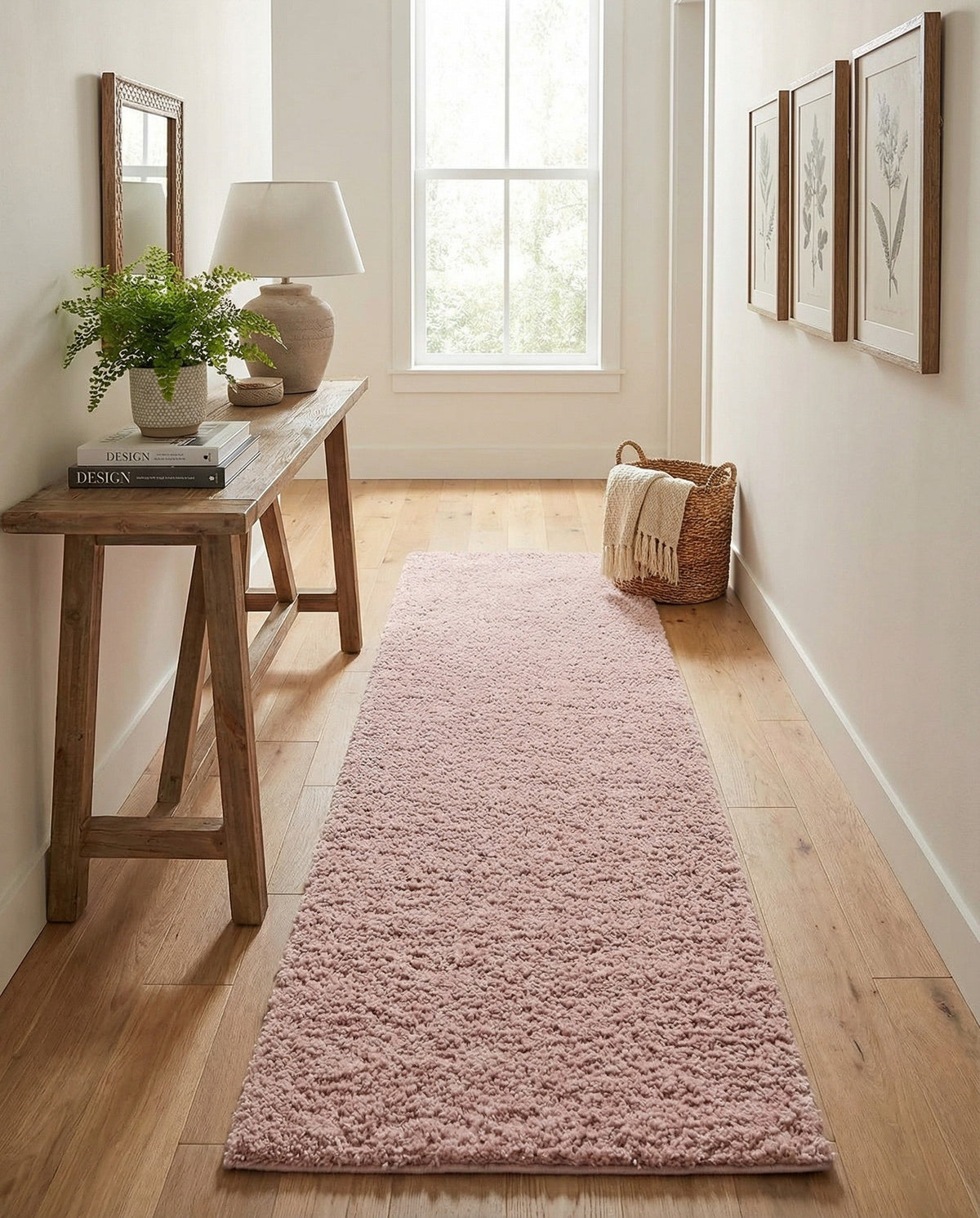 Cozy Comfort Shag Collection Area Rug - Haven (Pink) Runner Pink  lifestyle 38