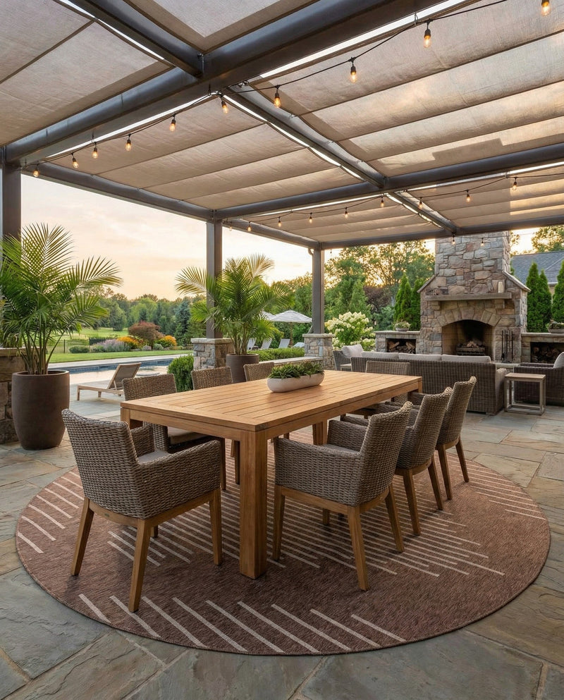 Urban Terrace Collection Area Rug -  Chelsea (Brown) Round Brown  lifestyle 67