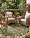 Garden Lattice Charm Collection Area Rug - Arbor (Green) Round Green  lifestyle 39
