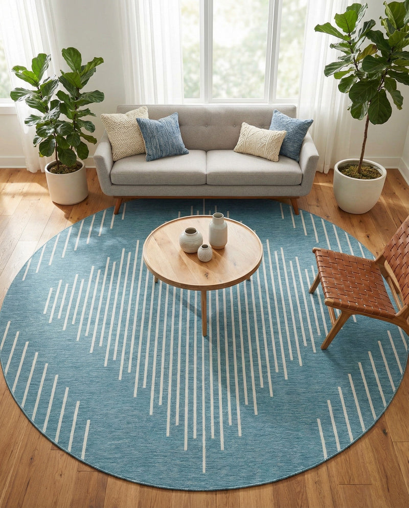 Urban Terrace Collection Area Rug -  Chelsea (Light Aqua) Round Light Aqua  lifestyle 67