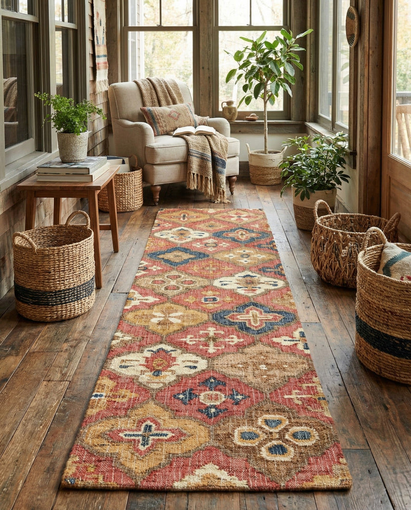 Benares Handwoven Jute Collection Area Rug - Ganges Runner Multi  lifestyle 55
