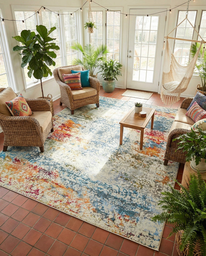 Caribbean Breeze Collection Area Rug -  Isla Rectangle Cream  lifestyle 5