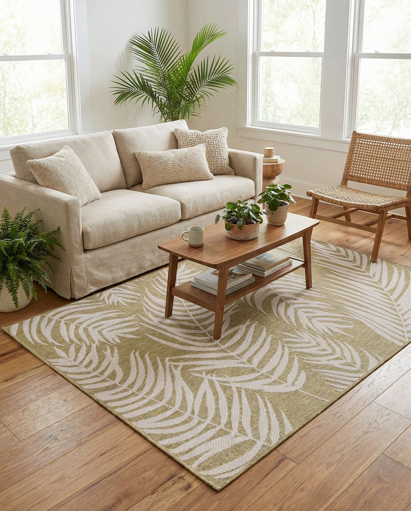 Seaside Blooms Collection Area Rug - Verdure (Green) Rectangle Green  lifestyle 12