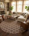 Savannah Pergola Collection Area Rug - Arbor (Brown) Round Brown  lifestyle 48