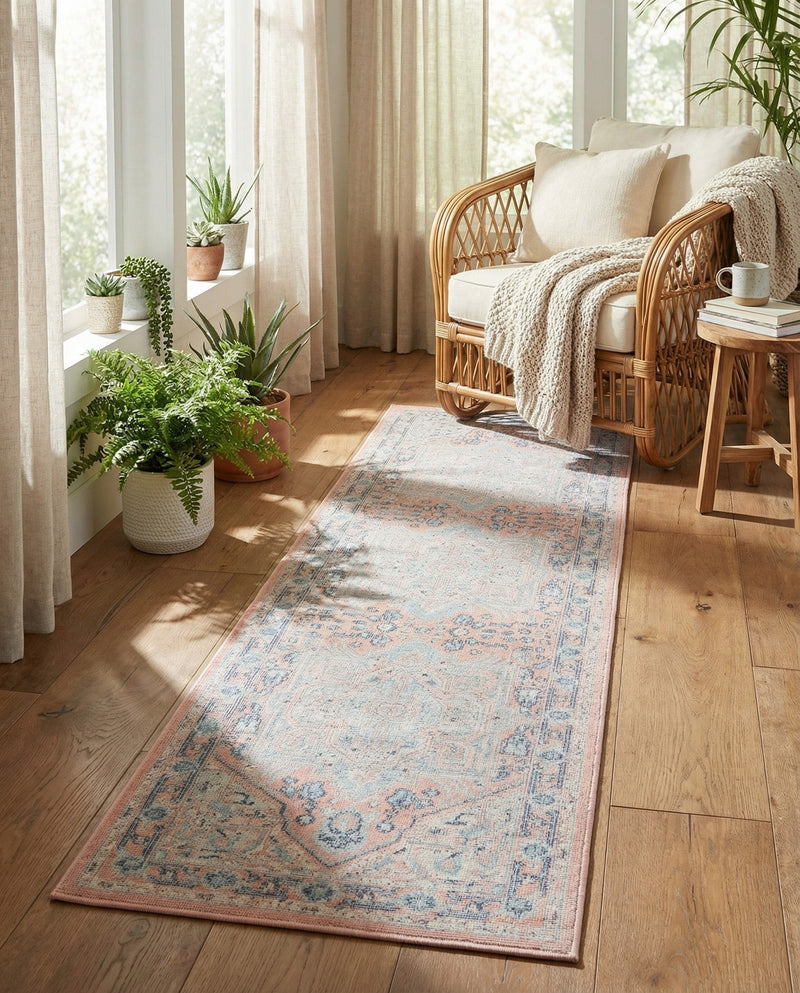 Savannah Series Collection Area Rug - Charleston (Powder Pink) Runner Powder Pink  lifestyle 70