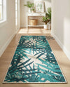 Seaside Blooms Collection Area Rug -  Provence Runner Teal blue  lifestyle 56