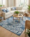 Seaside Blooms Collection Area Rug - Verdure (Blue) Rectangle Blue  lifestyle 8
