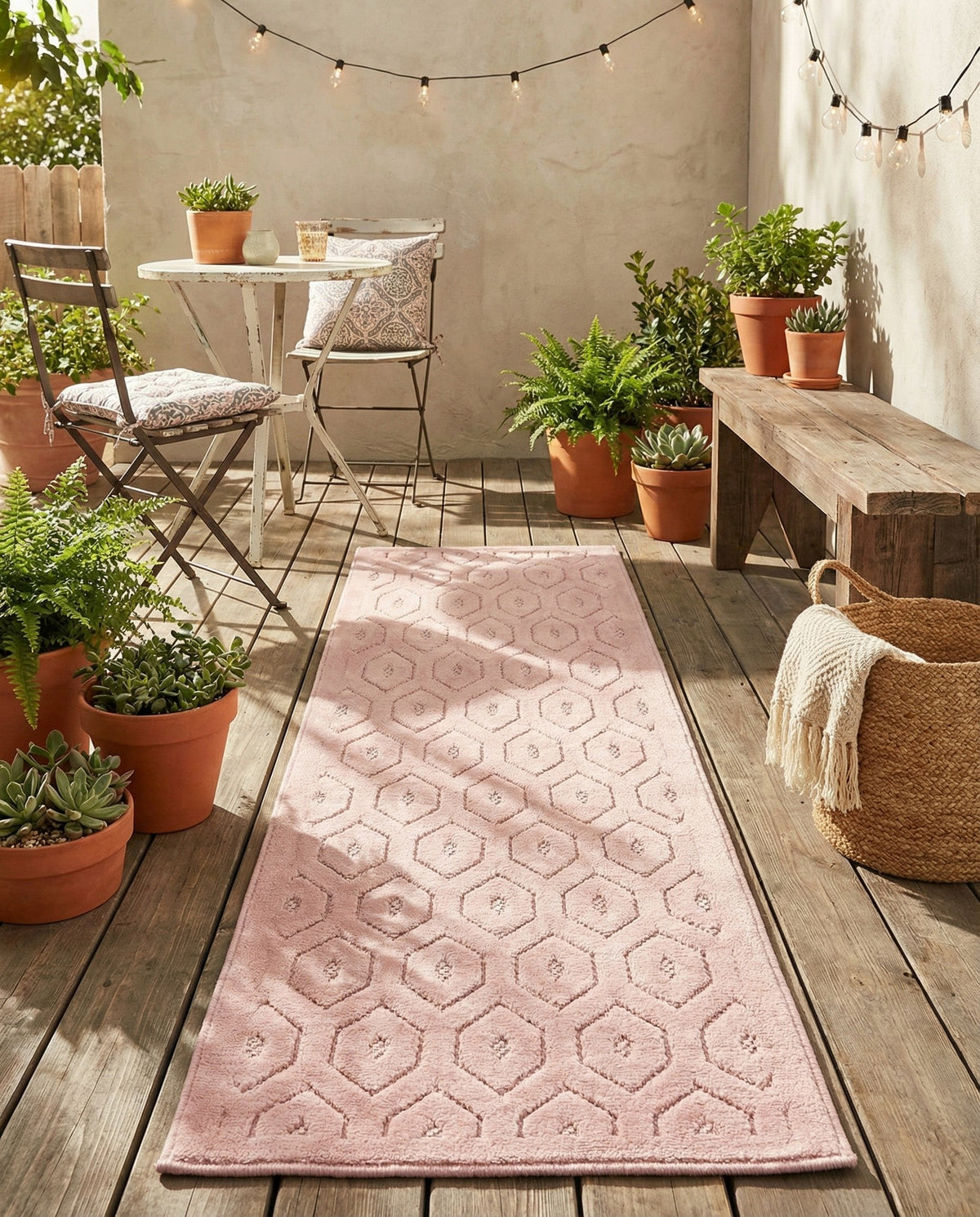 Garden Lattice Charm Collection Area Rug - Arbor (Pink) Runner Pink  lifestyle 39