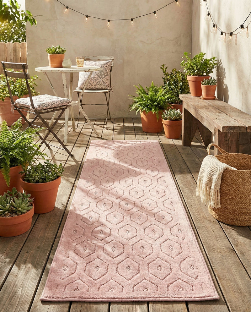 Garden Lattice Charm Collection Area Rug - Arbor (Pink) Runner Pink  lifestyle 39