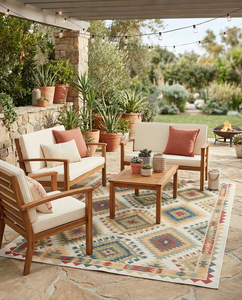 Coastal Terrace Collection Area Rug -  Sandbar Rectangle Ivory  lifestyle 12