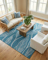 Seaside Blooms Collection Area Rug -  Evergreen (Teal) Rectangle Teal  lifestyle 8