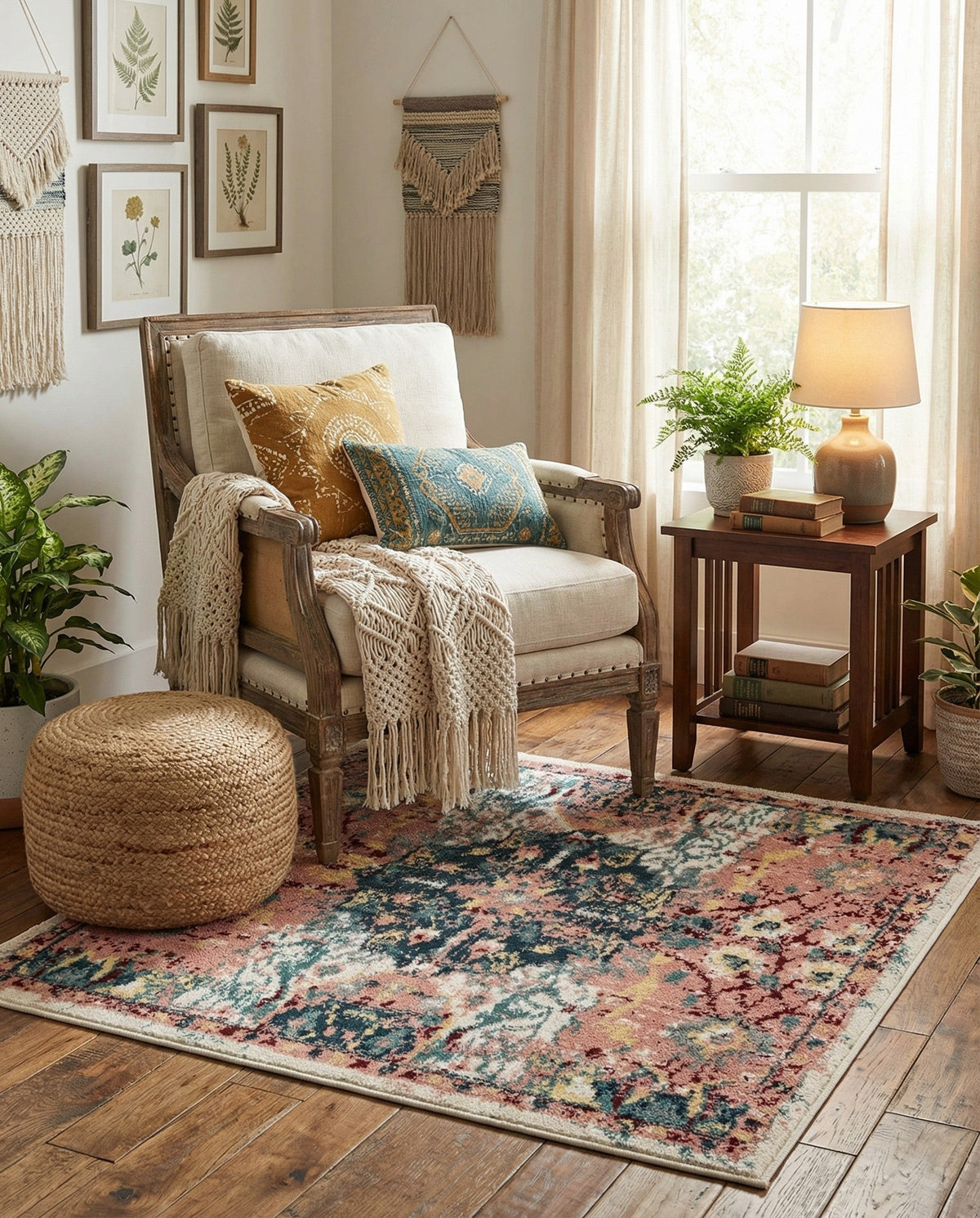 Savannah Elegance Collection Area Rug -  Azalea Square Pink  lifestyle 141