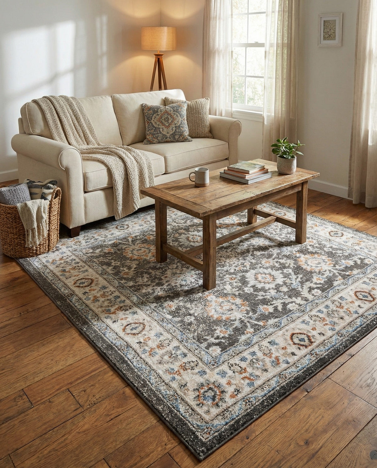 Savannah Elegance Collection Area Rug - Augusta (Fume Gray) Square Fume Gray  lifestyle 81