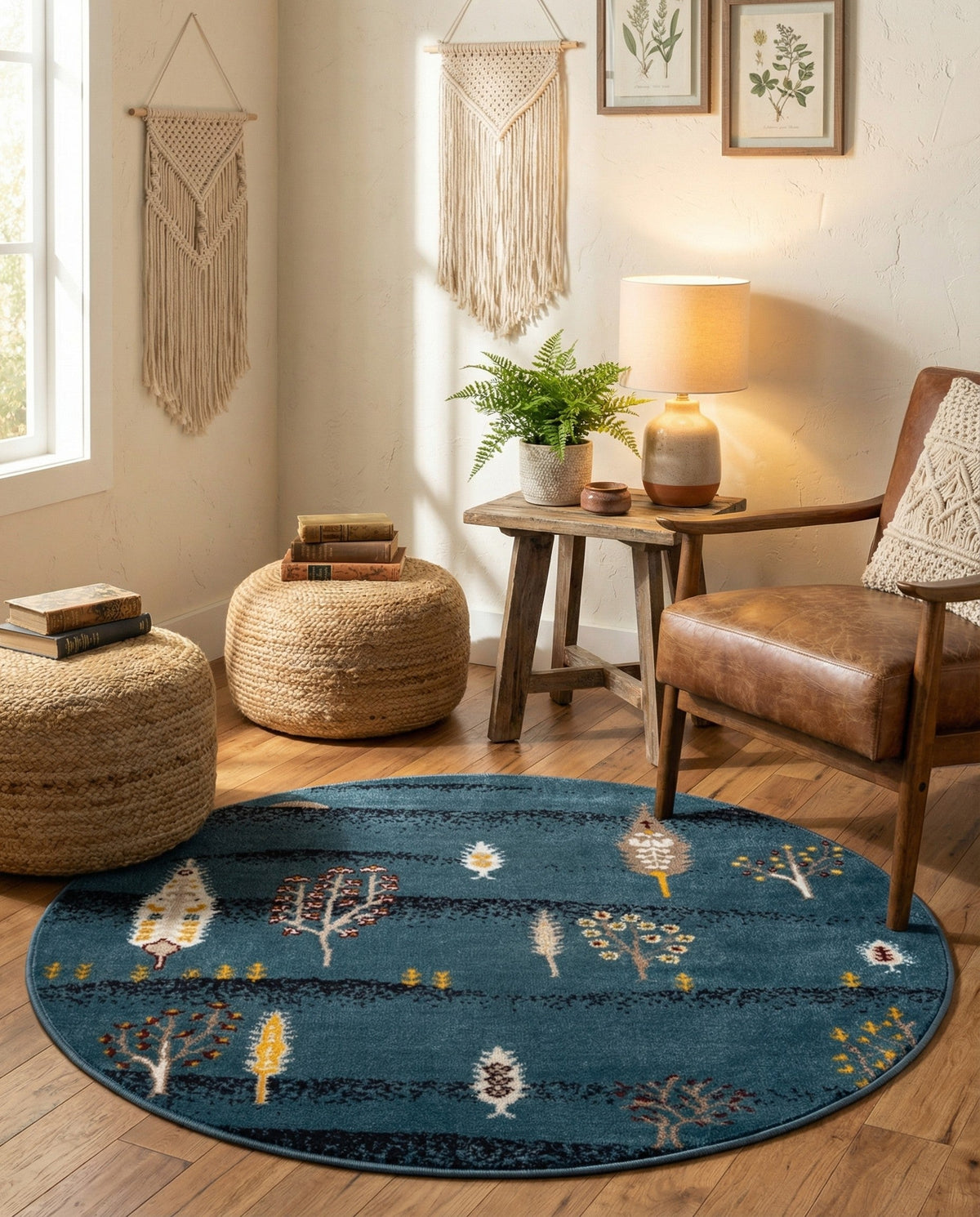 Coastal Haven Collection Area Rug -  Surfside Round Blue  lifestyle 123