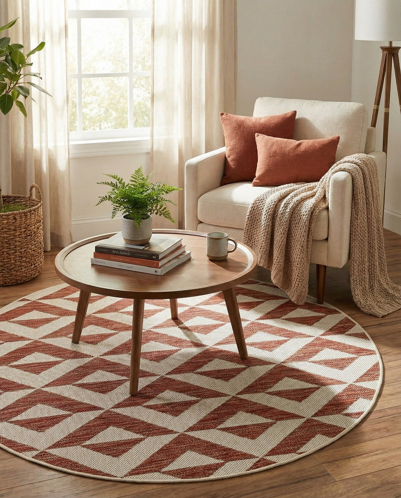 Urban Oasis Rugs Collection Area Rug -  Highrise (Rust Red) Round Rust Red  lifestyle 44