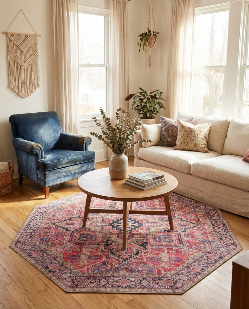 Heritage Elegance Collection Area Rug -  Alhambra Octagon Red  lifestyle 74