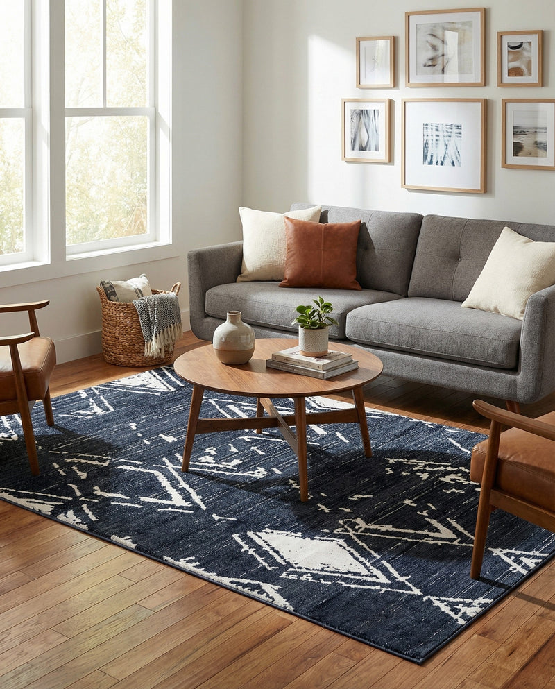 Metro Heights Collection Area Rug -  Madison Rectangle Navy Blue  lifestyle 14