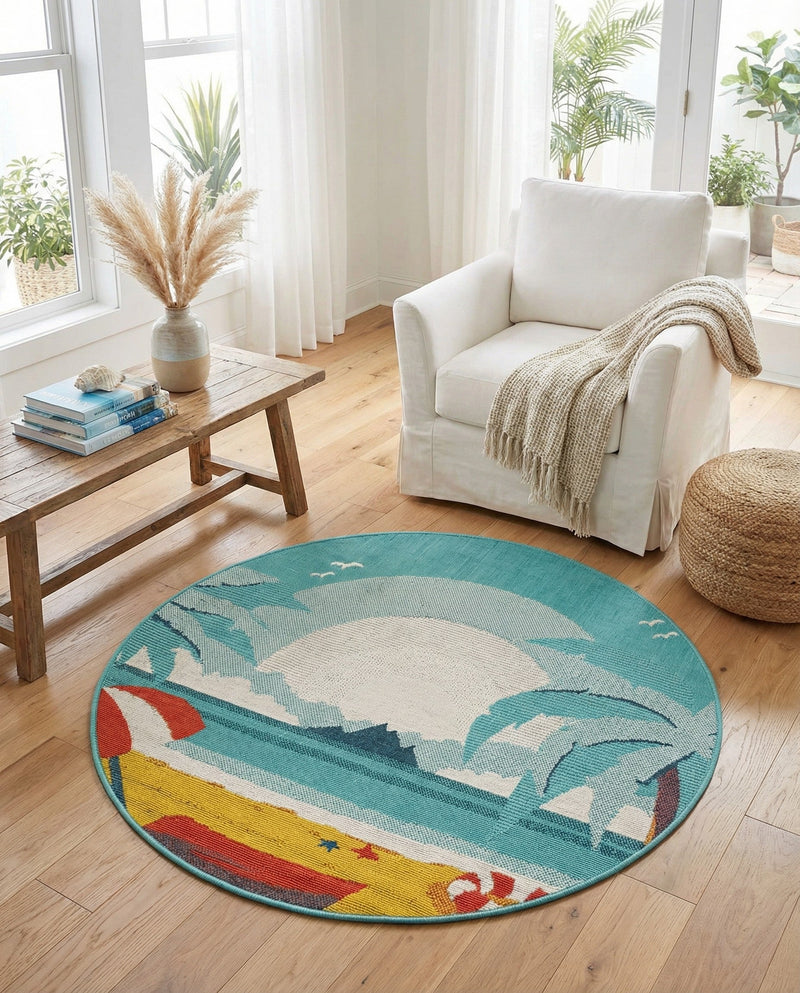Seaside Haven Rugs Collection Area Rug -  Dockside Round Multi  lifestyle 52