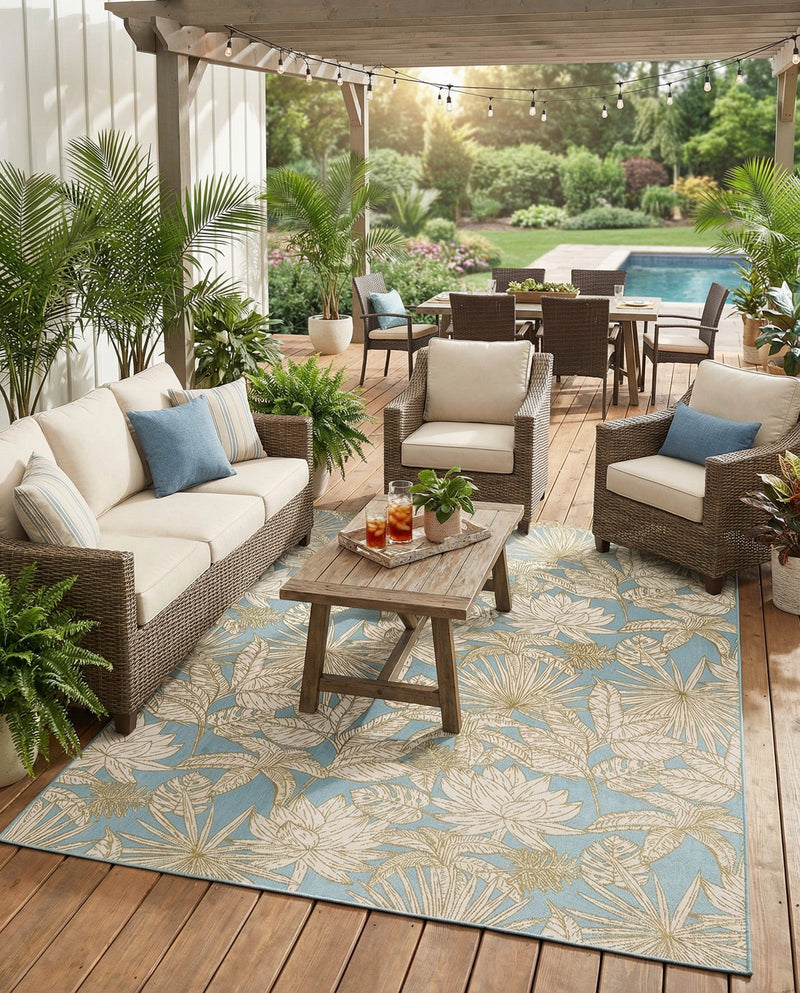 Seaside Blooms Collection Area Rug -  Shalimar Rectangle Soft Blue  lifestyle 23