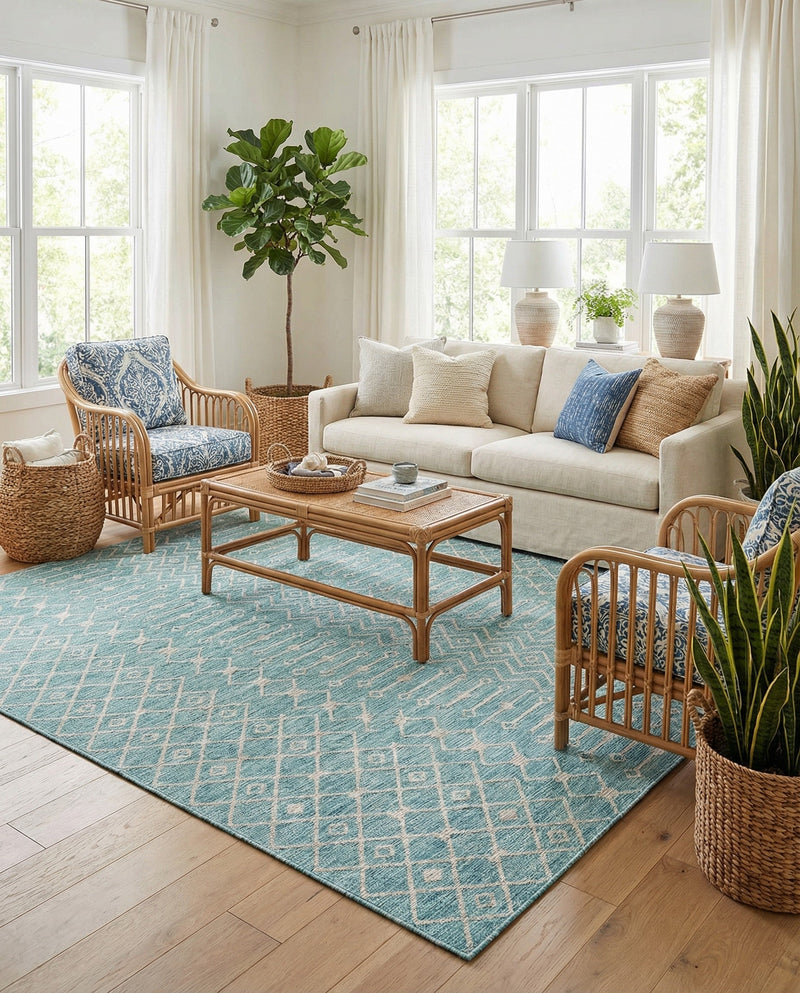 Savannah Pergola Collection Area Rug -  Pergola (Aqua) Rectangle Aqua  lifestyle 7