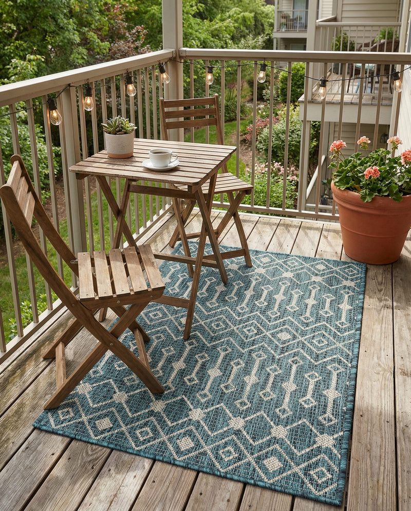 Savannah Pergola Collection Area Rug -  Pergola (Teal) Rectangle Teal  lifestyle 13