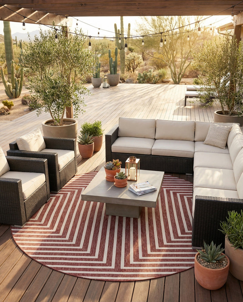 Urban Terrace Collection Area Rug -  Astoria (Rust Red) Round Rust Red  lifestyle 47