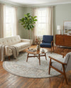 Savannah Series Collection Area Rug - Charleston (Cloud Gray) Round Cloud Gray  lifestyle 52
