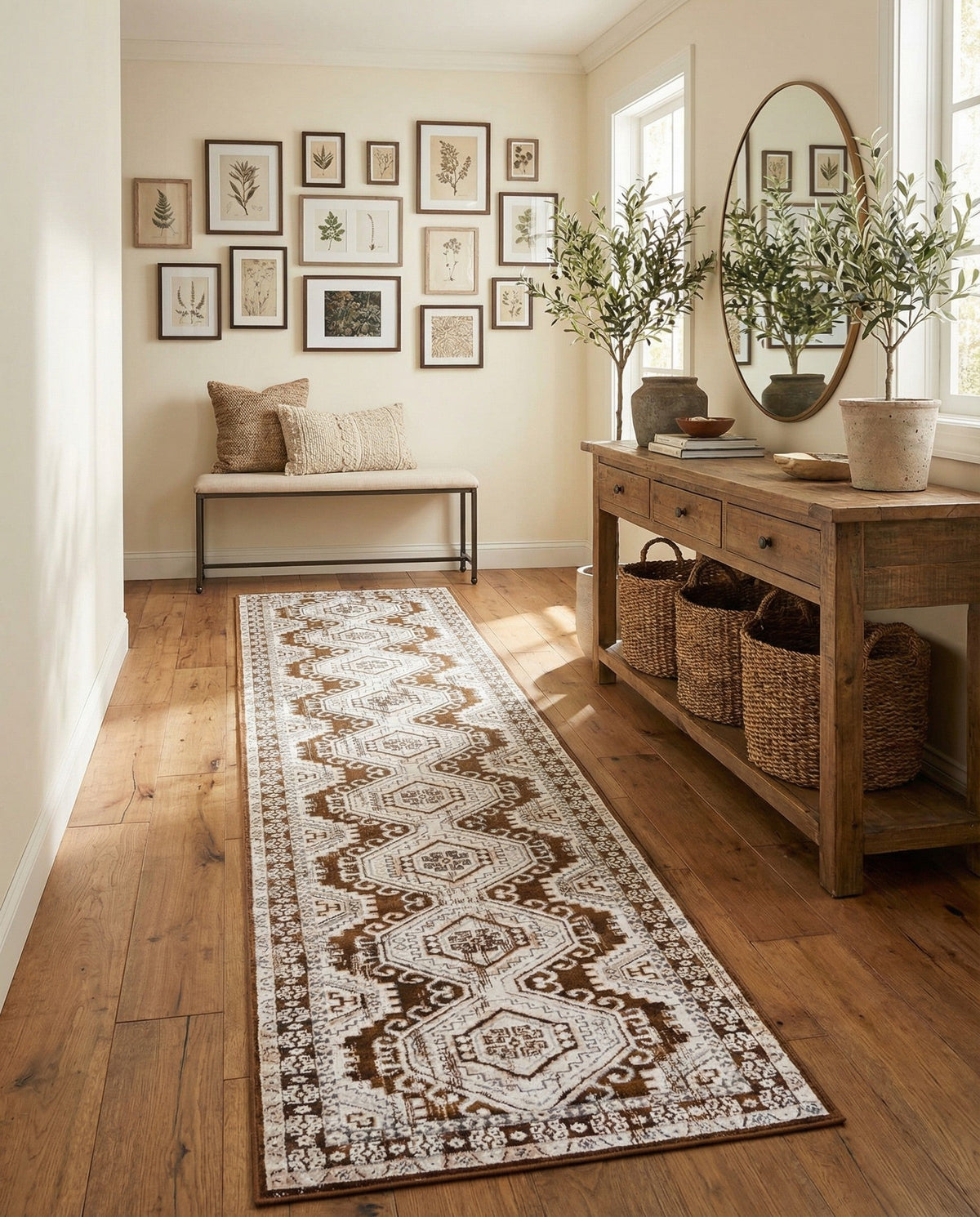 Savannah Elegance Collection Area Rug -  Tybee (Brown) Runner Brown  lifestyle 101