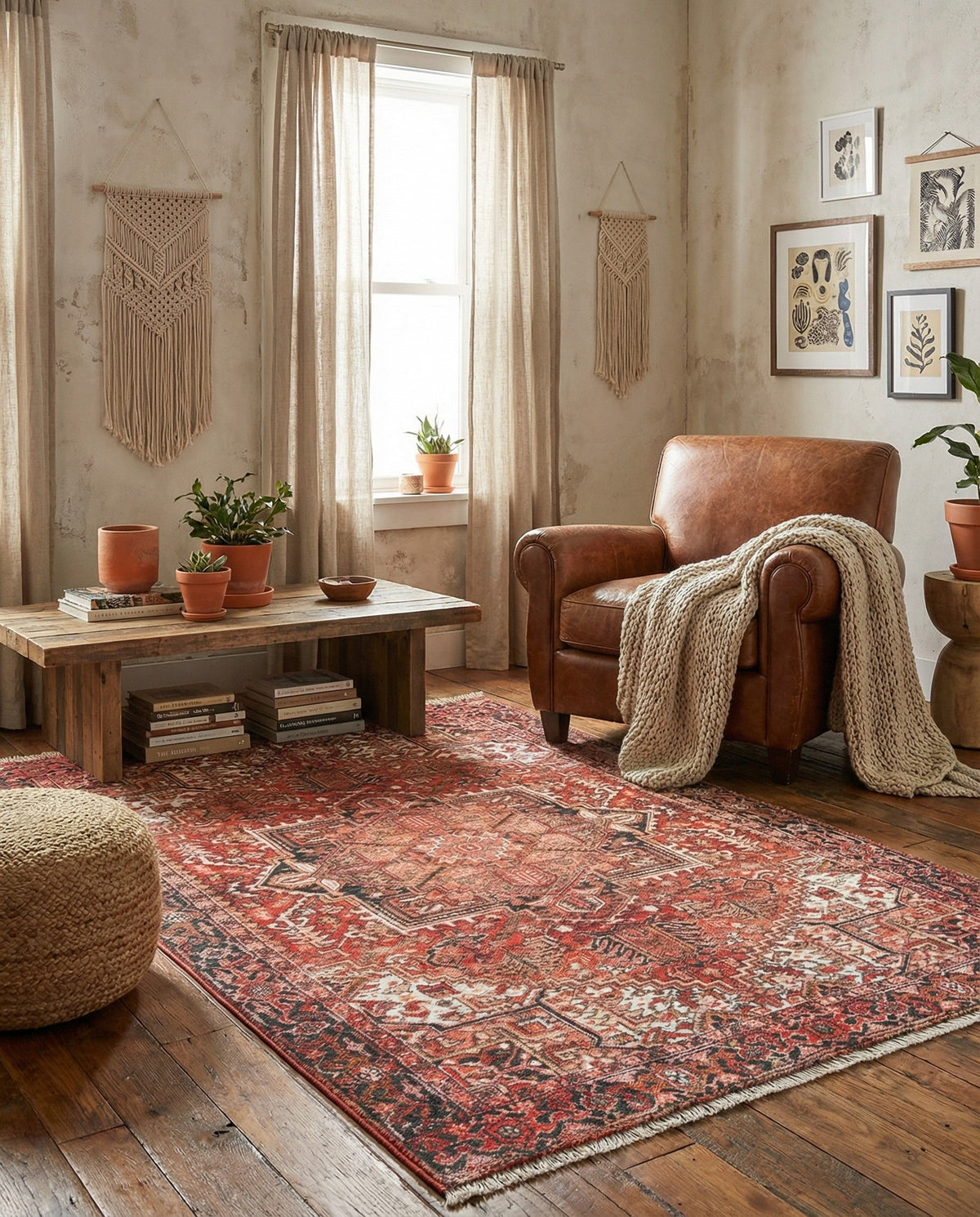Bazaar Chic Collection Area Rug -  Essaouira Rectangle Rust Red  lifestyle 8