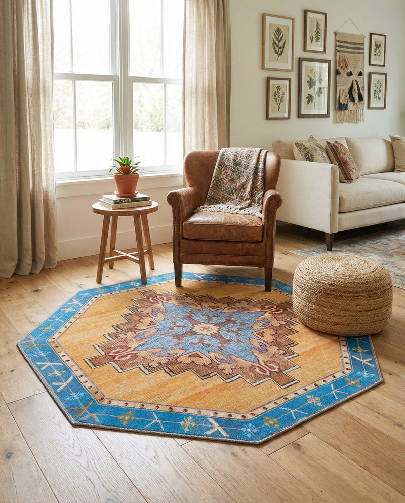 Heritage Elegance Collection Area Rug -  Winterthur (Orange) Octagon Orange  lifestyle 48