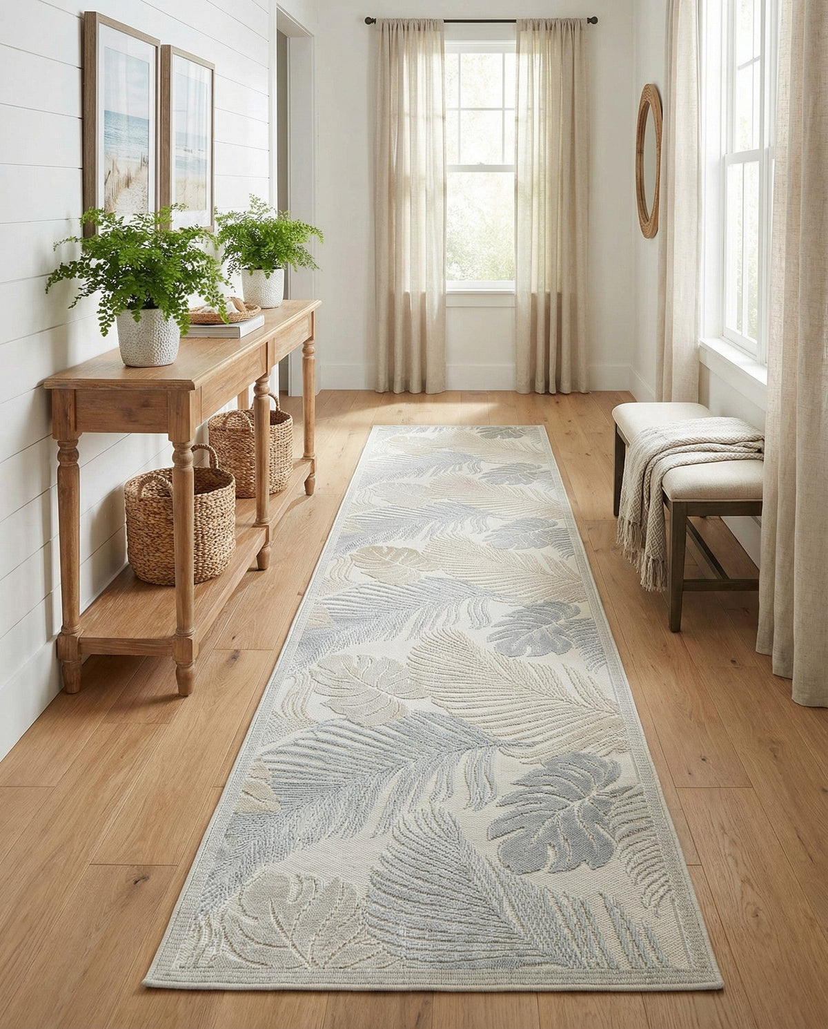 Seaside Blooms Collection Area Rug -  Tranquil Runner Gray  lifestyle 128