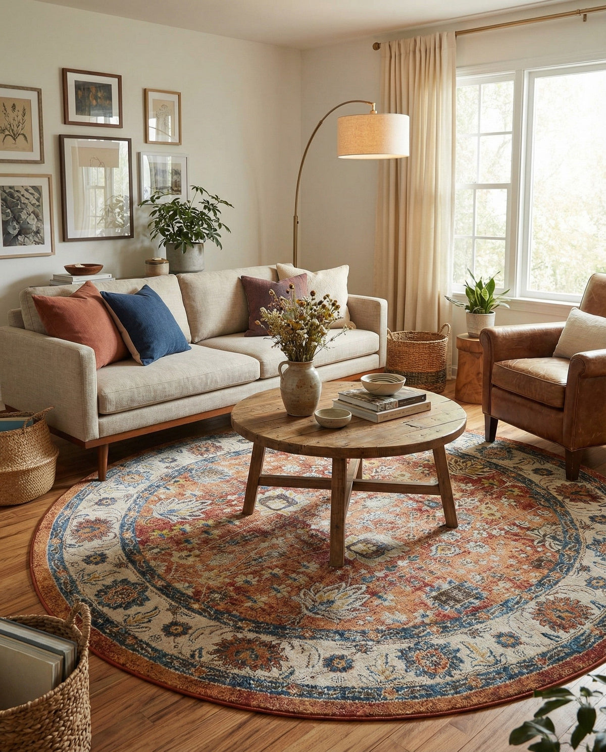 Eden Oasis Collection Area Rug -  Haven Round Terracotta  lifestyle 88