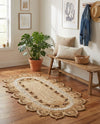 Woven Seaside Jute Collection Area Rug - Coastalhaven (Natural and White) Oval Natural and White  lifestyle 15