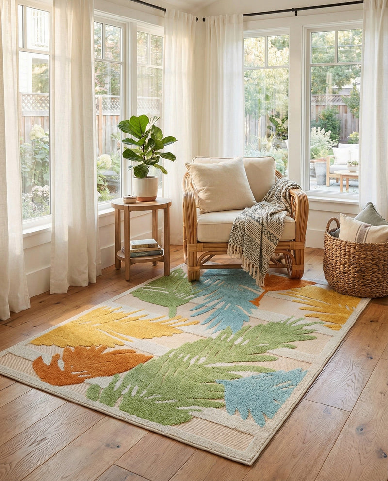 Bahama Breeze Outdoor Collection Area Rug -  CatCay Rectangle Beige  lifestyle 53