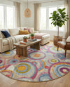Urban Terrace Collection Area Rug -  Plaza Round Multi  lifestyle 72