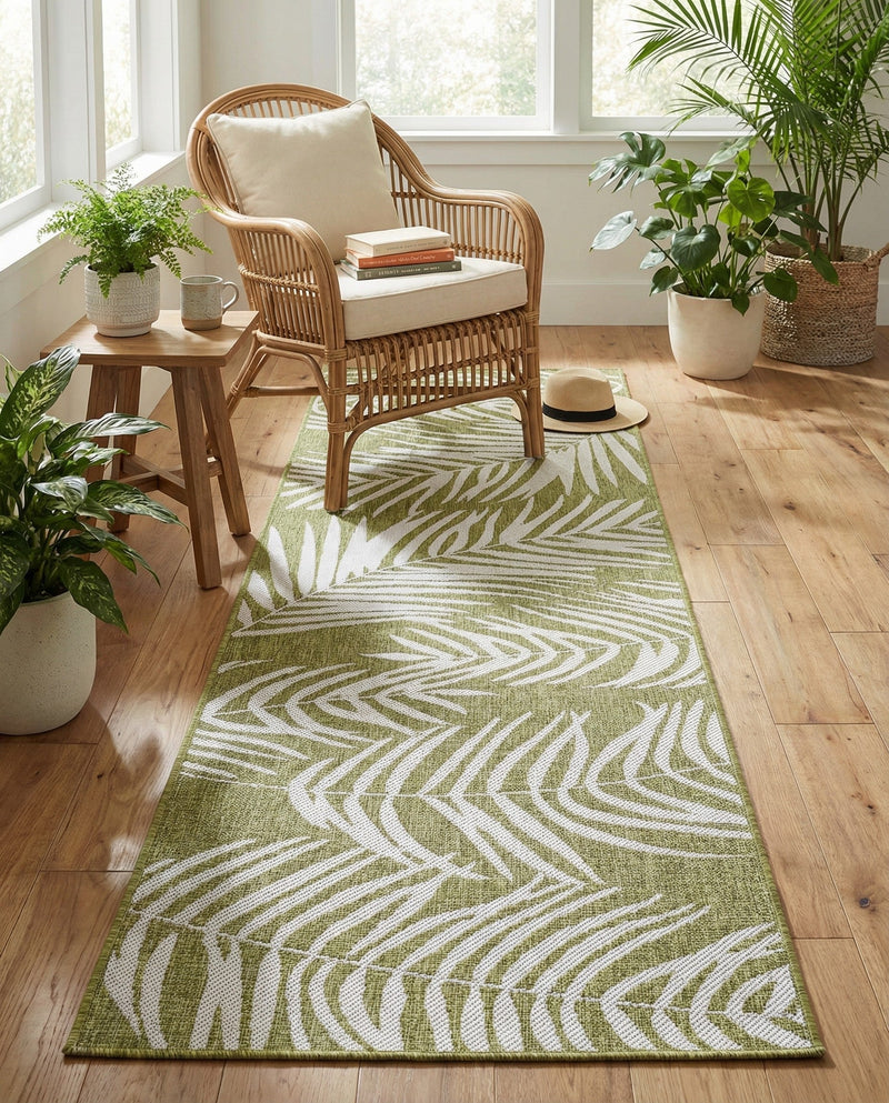 Seaside Blooms Collection Area Rug - Verdure (Green) Runner Green  lifestyle 72