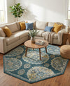 Arcadia Rugs Collection Area Rug -  Atlantis (Gray and Blue) Octagon Gray and Blue  lifestyle 70