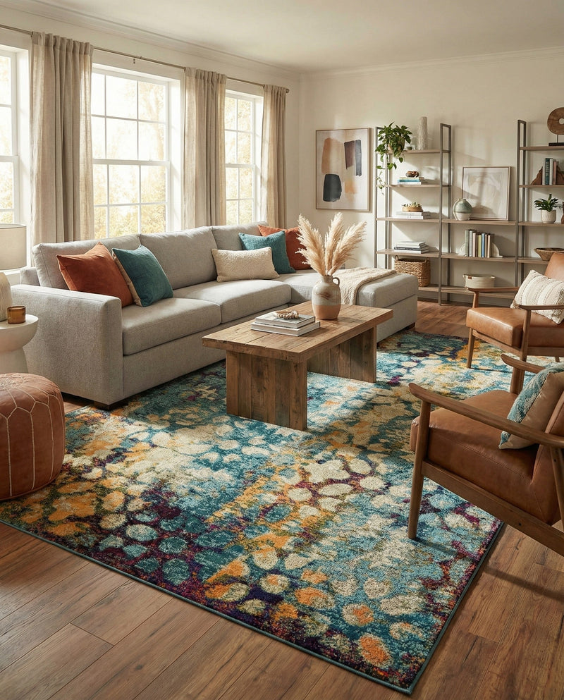 Venetian Tapestry Collection Area Rug - Murano Rectangle Blue  lifestyle 6