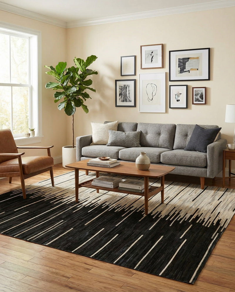 Savannah Hideaway Collection Area Rug - Savannah Rectangle Black White  lifestyle 6