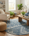 Desert Nomad Terrace Collection Area Rug - Sahara (Blue) Round Blue  lifestyle 66