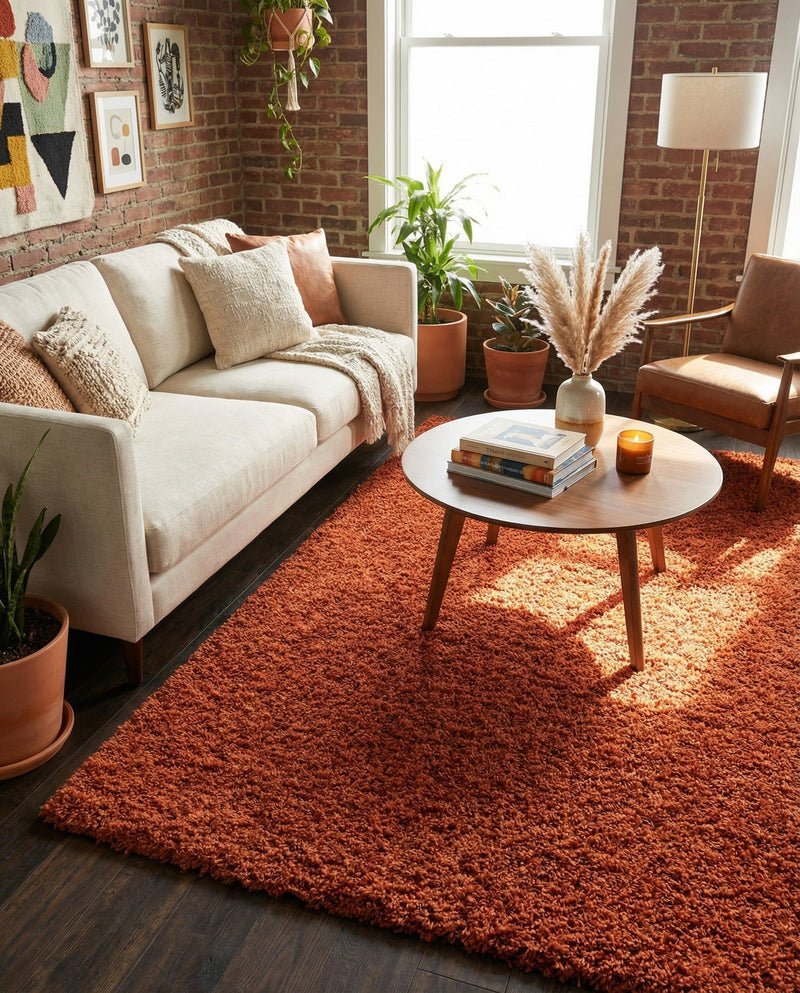 Plush Oasis Collection Area Rug - Serenity (Terracotta) Rectangle Terracotta  lifestyle 5