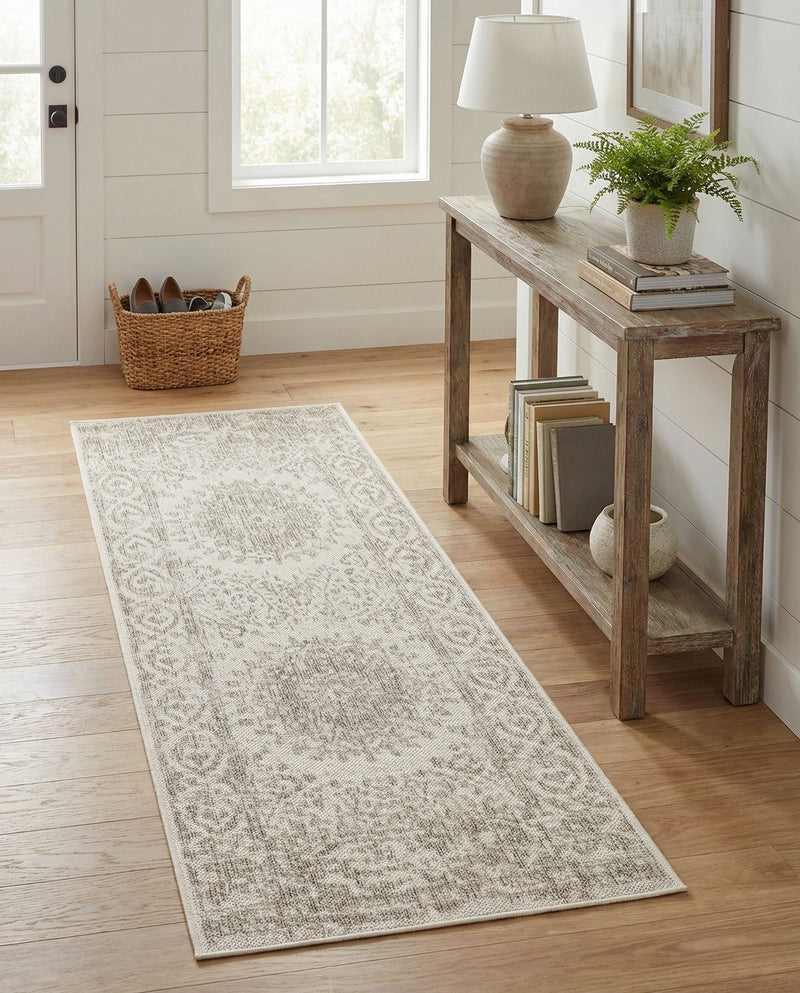 Patio Heritage Collection Area Rug -  Lafayette (Gray) Runner Gray  lifestyle 69