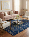 Hollywood Luxe Collection Area Rug - Sunset (Navy Blue Gold) Rectangle Navy Blue Gold  lifestyle 10