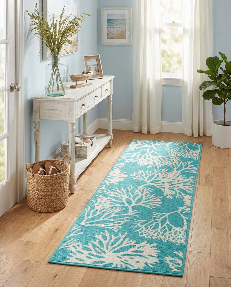 Seaside Haven Rugs Collection Area Rug -  Seaside Runner Teal  lifestyle 61