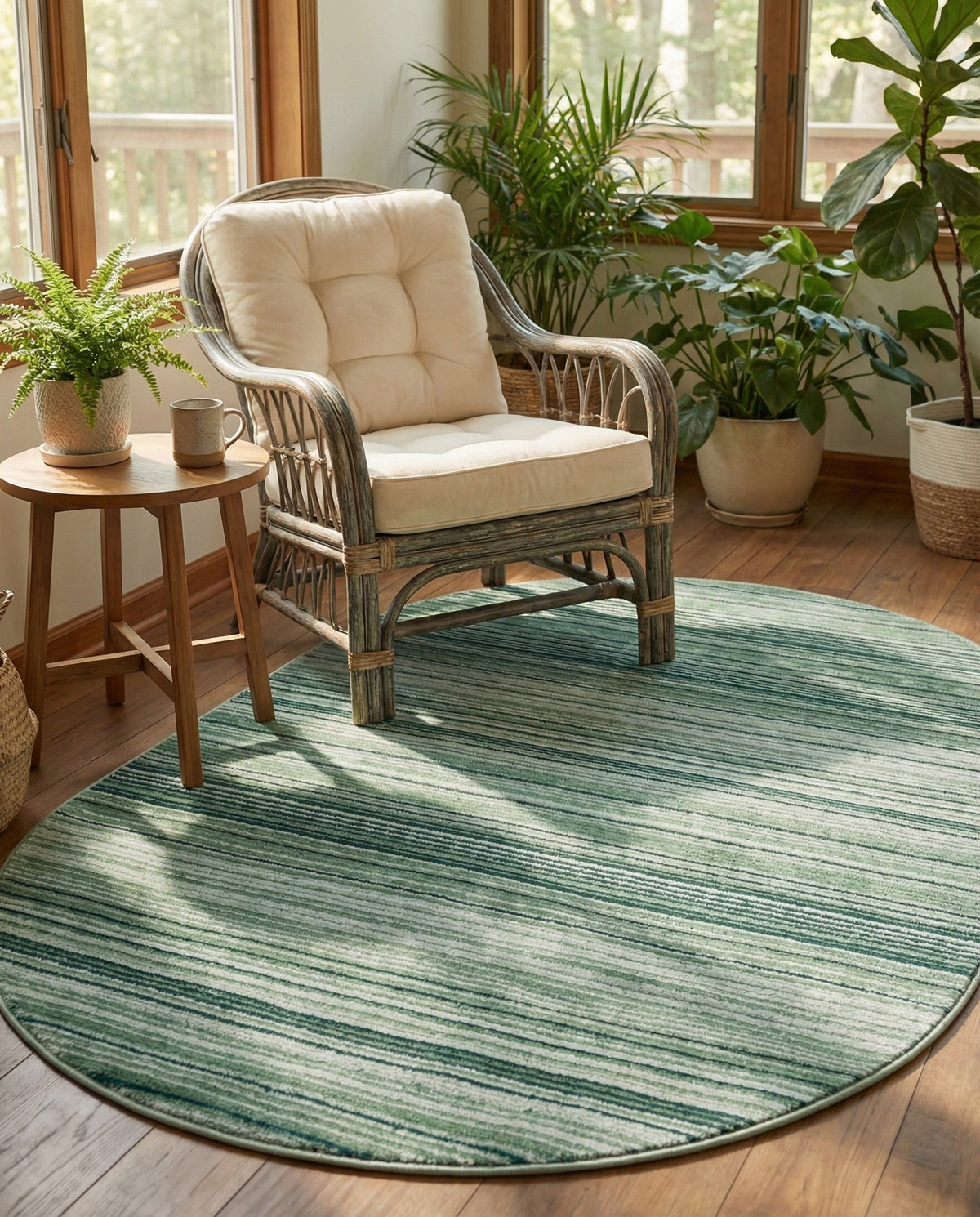 Jewel Oasis Collection Area Rug - Sapphire (Green) Oval Green  lifestyle 115