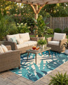 Seaside Blooms Collection Area Rug -  Provence Rectangle Teal blue  lifestyle 13