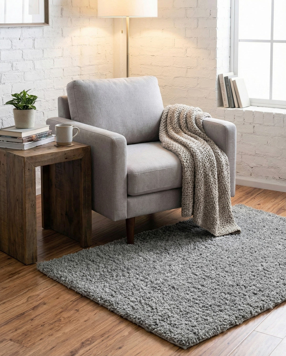 Cozy Comfort Shag Collection Area Rug - Haven (Cloud Gray) Rectangle Cloud Gray  lifestyle 8