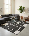 Urban Terrace Collection Area Rug -  Parkside Square Black and White  lifestyle 49