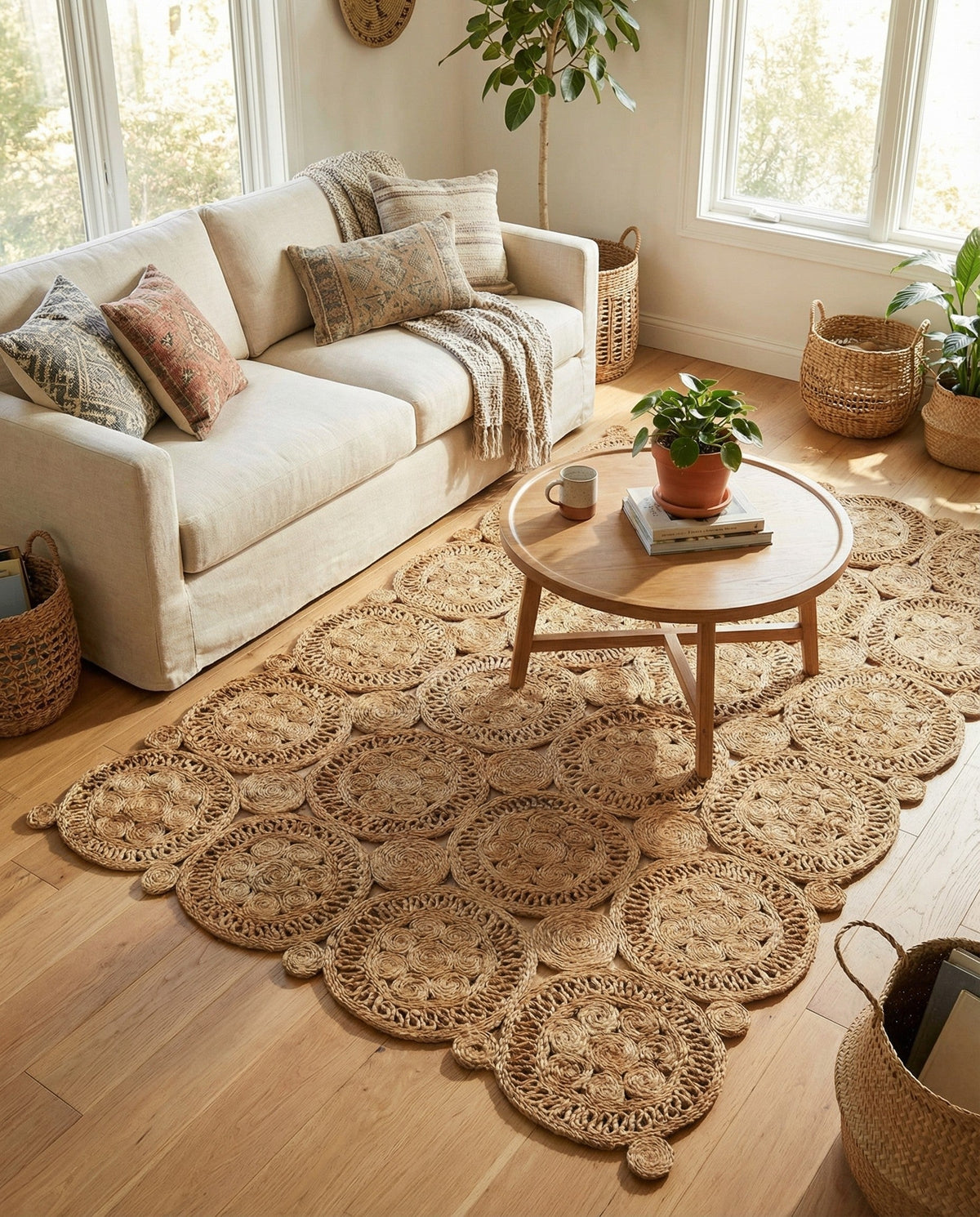 Woven Seaside Jute Collection Area Rug - Whittaker Rectangle Natural  lifestyle 16