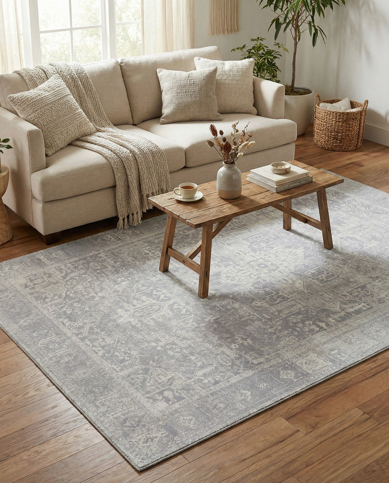 Heritage Elegance Collection Area Rug -  Windsor (Gray) Rectangle Gray  lifestyle 3